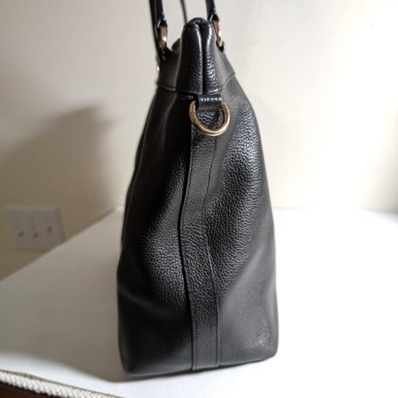 Like New Coach Pebbled Leather Tyler Tote Large Shoulder Bag F54687- Black - Picture 7 of 13